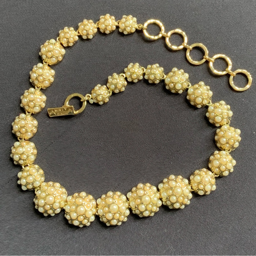 NWOT Amrita Singh Gold Tone Faux Pearl Necklace 18-21 inches